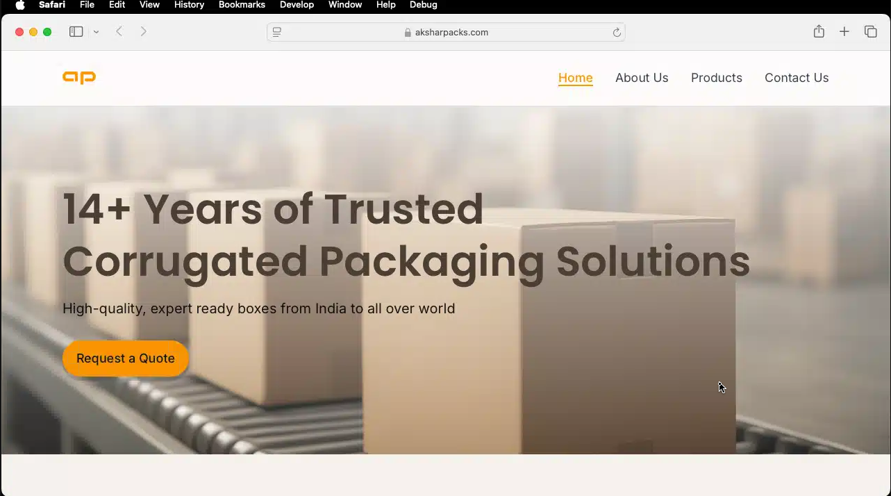 Akshar Packs website hero