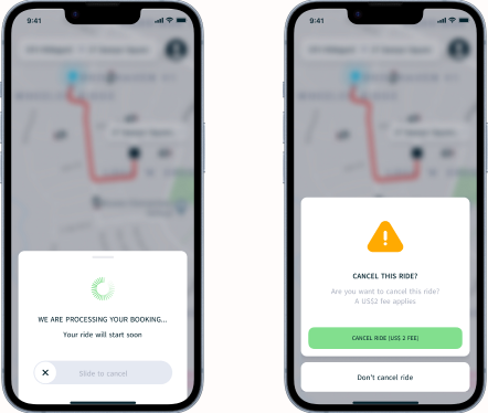 EasyGo confirmations, loading, and cancellation feedback