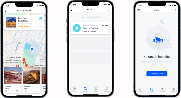 Trip management and itineraries screens