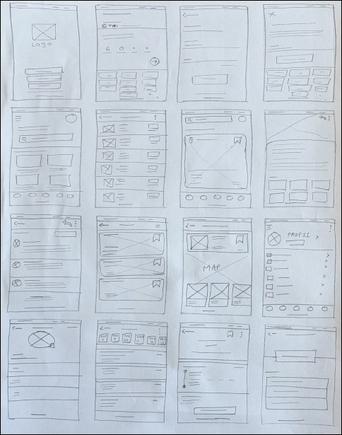 TripOn paper wireframe sketch